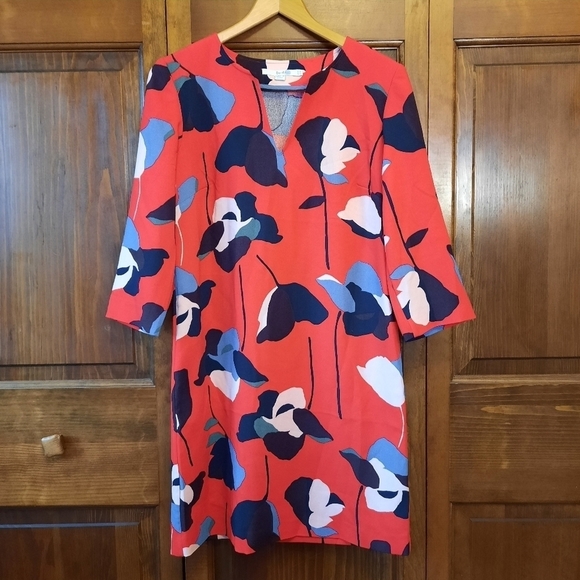 Boden Easy Notch red floral dress with pockets - Picture 3 of 12